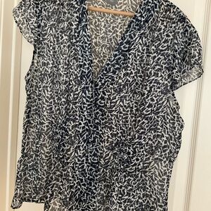 Ann Taylor silk flutter sleeve blouse